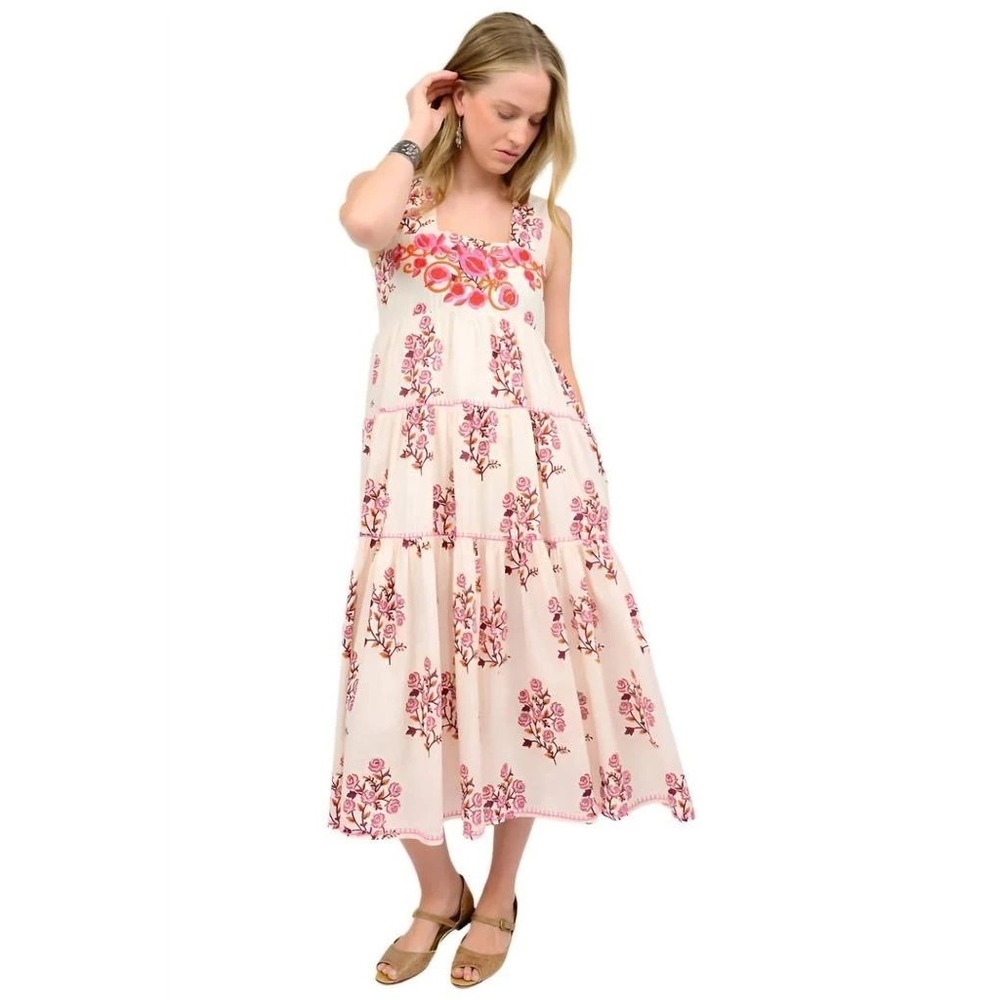 Sister Mary Rosita Dress XS Floral Embroidered Boho Midi Sundress Travel Summer